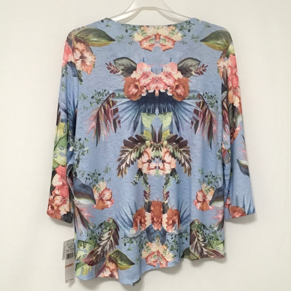 Alfred Dunner Woman Size 2X Blue Floral 3/4 Sleeve with Detachable Necklace 2025 - Picture 9 of 9